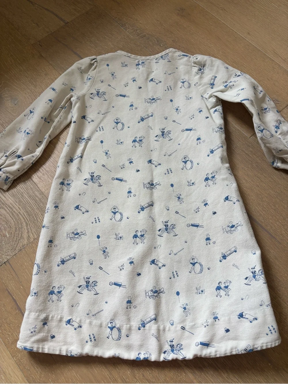 Petite Plume Cream & Blue Printed Nightgown - 3 girls